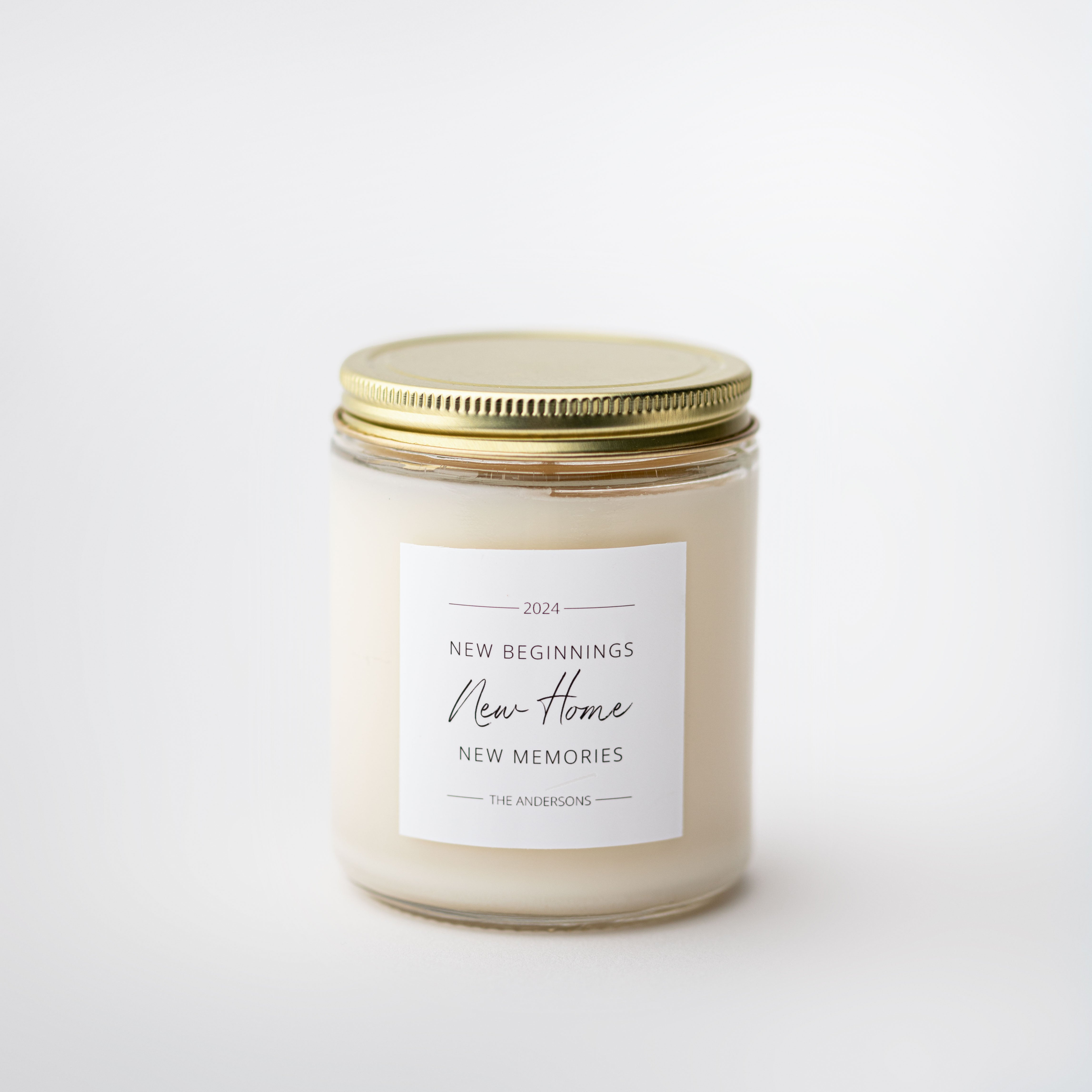Personalized housewarming candle